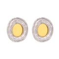 Orecchini a perno ovali in lega con finitura a specchio oro e trama argento martellato - Bicolore (Tonalità Argento)