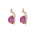 Pendientes de caracol con esmalte morado y diamantes de imitación bañados en oro - Morado