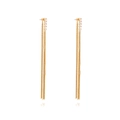 Elegant long gold tassel earrings with sparkling zircon crystals in a vertical drop design - Gold