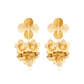 Vintage oversized gouden bloemen oorbellen met een metalen gehamerde afwerking - Goud