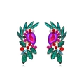 Pendientes de ala con diamantes de colores y piedras esmeralda y púrpura en oro aleado - Colorido
