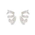Orecchini a C multistrato in argento lucido con design vintage minimalista per le donne - Orecchini a clip / Argento