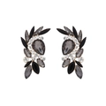 Pendientes de alas brillantes con diamantes de imitación gris humo y base de aleación - Gris