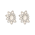 Boucles d'oreilles fleurs en argent avec cristaux colorés étincelants - Base Argentée Pierre Principale Blanche Transparente / Blanc