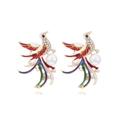 Elegante Phoenix oorbellen met kleurrijk emaille, strasstenen en witte parels - Kleurrijk