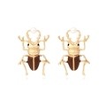 Kreative Käfer-Ohrringe in Gold mit brauner Emaille und weißen Perlen-Akzenten - Bunt