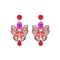 Luxuriöse Schmetterling-Ohrhänger mit bunten Kristallen und roten Quasten - Rot