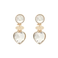 Elegantes pendientes de corazón en aleación dorada con diamantes de estilo moderno minimalista - Blanco