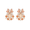 Sparkly floral teardrop drop earrings with champagne crystals and imitation pearls - AB White
