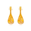 Elegant enamel pipa earrings with deer motifs in traditional Chinese aesthetic style - Colorful