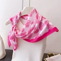Close-up of pink silk scarf with shell print draped on a mannequin for elegant styling - 70x70cm / Pink (FG83-1)