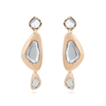 Vintage geometric drop earrings with gold finish and sparkling rhinestones for women - Gold