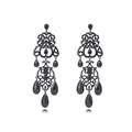 Vintage black teardrop tassel earrings with intricate baroque crystal embellishments - Black