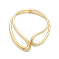 Moderner goldener Doppelring-Halsreif mit asymmetrischem und poliertem Design - Gold