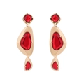 Pendientes geométricos vintage dorados con cristales rojos para moda de mujer - Rojo