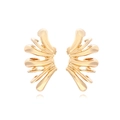 Vintage gold wing-shaped metal hoop earrings with a creative artistic branch design - Gold
