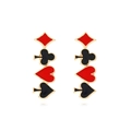 Boucles d'oreilles pendantes poker avec cœurs et piques rouges et noirs sur alliage doré - Coloré