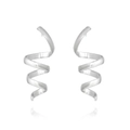 Polished silver spiral earrings with a minimalist twisted double-swirl design and reflection - Silver