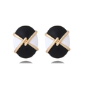 Orecchini a perno ovali vintage in lega con smalto bianco e nero e dettagli in oro - Nero & Bianco