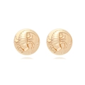 Gold Scorpio zodiac relief round stud earrings with polished vintage metallic finish - Gold