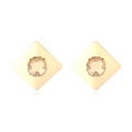 Vintage geometric gold-tone square stud earrings with octagonal crystal and diamond accents - Gold