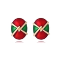 Orecchini a perno retrò in lega con smalto rosso e verde e motivo a X dorato - Rosso e Verde