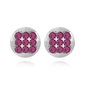 Detailed view of silver alloy studs with nine pink stones in a 3x3 matrix layout - Silver with Purple Rhinestone
