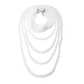 Elegant multi-layered faux pearl necklace with silver lobster clasp for women - White