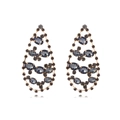 Orecchini vintage a goccia d'acqua con cristalli e finitura dorata in coppia - Oro Zirconia Nera