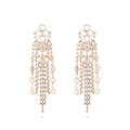 Boucles d'oreilles pendantes à pampilles en cristal avec franges en strass scintillants - Doré