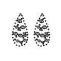 Orecchini retrò a goccia d'argento con strass grigio scuro scintillanti e nappe - Argento/Zirconia Nera