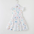 Mädchenkleid aus weißer Spitze mit bunten Schmetterlingsmustern und Rüschen - 90cm / Weiß