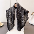 Lightweight leopard print scarf for women with elegant black and white pattern - 68*68cm / Black