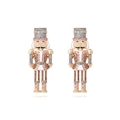 Cute nutcracker soldier drop earrings with pink rhinestones and colorful enamel - Colorful