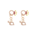 Orecchini Queen con motivo corona, strass colorati e imitazioni di perle fini - Stile Queen Perla Sintetica