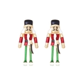 Nutcracker soldier drop earrings in gold alloy with red enamel and sparkling crystal accents - Colorful