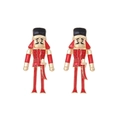 Nutcracker soldier drop earrings with red enamel and rhinestones on gold base - Red