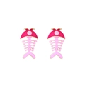 Pendientes de espina de pescado en esmalte rosa con cristales brillantes y baño de oro - Rosa Roja