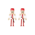 Enamel nutcracker drop earrings with rhinestones on gold alloy for women - Red & White