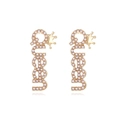 Elegant gold alloy Queen letter earrings with crown design and faux pearl accents - Faux Pearl Style