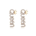 Golden QUEEN earrings with hollow letters, sparkling rhinestones, and crown design - Rhinestone Style
