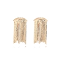 Vintage gold metal bird earrings with long fringe tassels for women in bohemian style - Gold