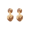Elegantes pendientes dorados con esmalte marrón caramelo y diseño vintage de corazón - Ámbar