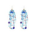 Orecchini bohémien fatti a mano con perline azzurre e accenti floreali in ceramica - Blu