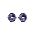 Elegant gold and blue enamel square stud earrings with retro braided geometric texture - Blue