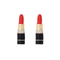 Elegante Ohrhänger in Lippenstiftform mit roter Emaille, Vergoldung und funkelnden Strasssteinen - Rot