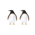 Süße braune Pinguin-Ohrhänger aus vergoldeter Legierung mit Emaille-Finish für Damen - Schwarz