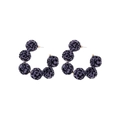 Retro handmade C-shaped plush bead hoop earrings with purple leopard print pattern - Black and Grey Leopard Print