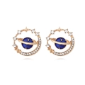 Blue planet enamel earrings with crystal galaxy star rings and gold plating finish - Blue