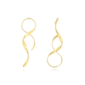 Gepolijste gouden asymmetrische spiraal oorbellen met minimalistisch geometrisch ontwerp - Goud